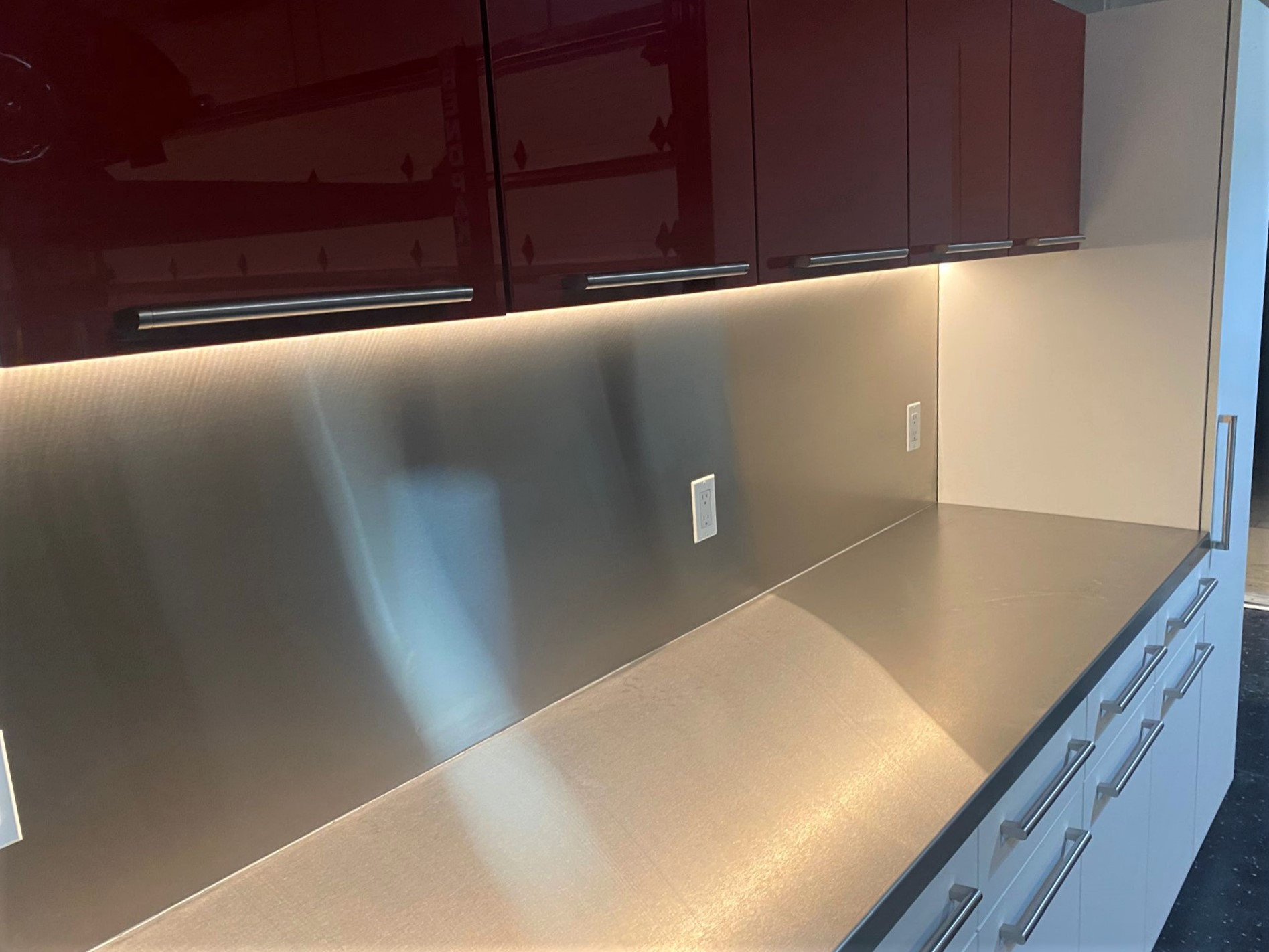 Custom stainless steel countertop detail